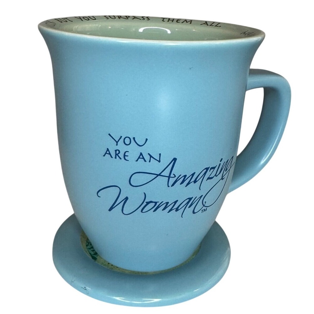 Abbey Gift Coffee Mug Tea Cup‎ Warmer Lid You Are An Amazing Woman Blue